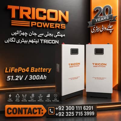51.2v 300Ah Tricon Powers Lithium Battery LifePO4