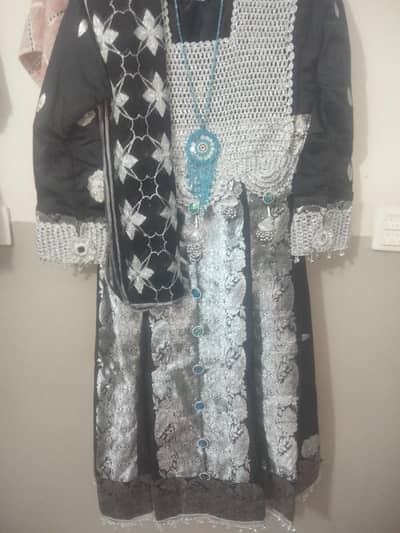 Black & Silver 2-Piece Kuchi Frock (with Blue Accessories)