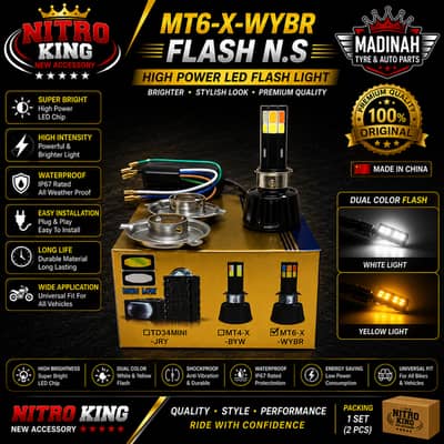 Nitro King MT6-X-WYBR Flash N. S LED Headlight | White & Yellow Dual