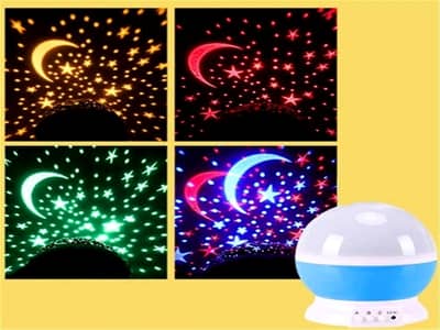 360° Galaxy Star Projector Night Lamp – Rotating Moon & Star LED Light