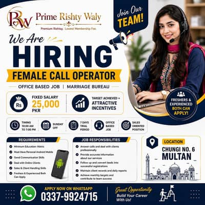 Need Urgent Female Call Operater