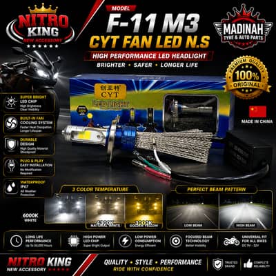 F-11 M3 CYT Fan LED Motorcycle Headlight 3000K/4300k/6000k