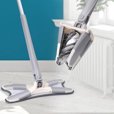 Rotating x mop flate microfiber floor mop with 360 squeeze system
