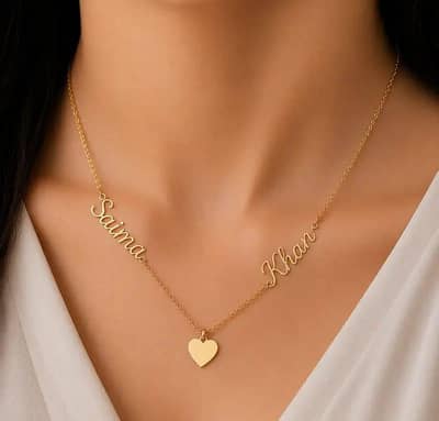 *Personalized Double Name Necklace with Heart Pendant*