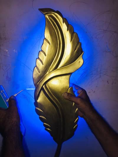 Gold Feather wall Light