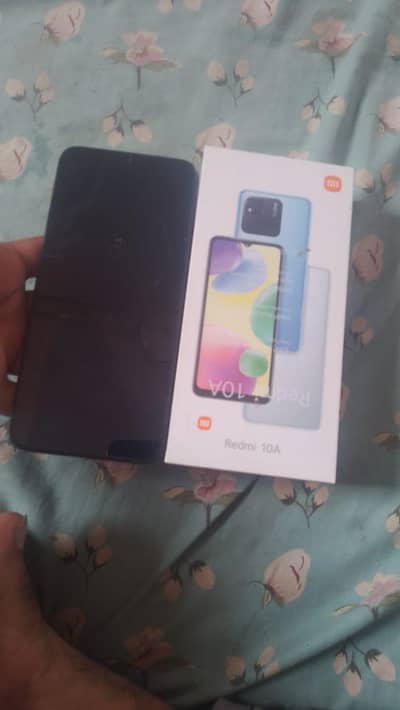 Redmi 10a 4 64 with box all ok glas crk osam batry bakup