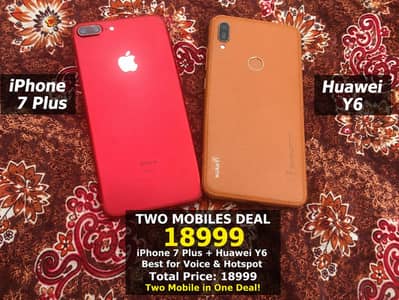 Tow mobiles deal Apple iPhone 7 Plus 128 GB and Huawei Y6 Huawei