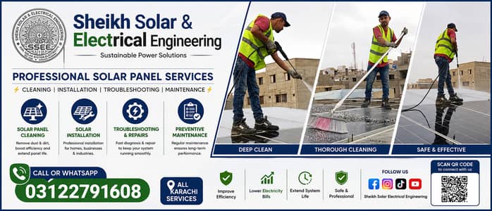 Professional Solar Panel Cleaning Service  Call: 0312-2791608