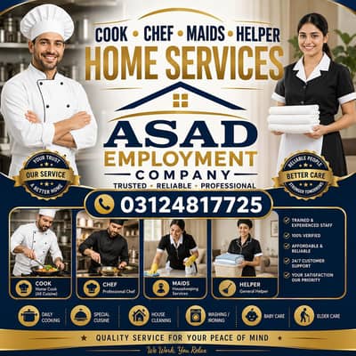 cook chef maids helper babysitter driver 03124817725 WhatsApp. on. cooll
