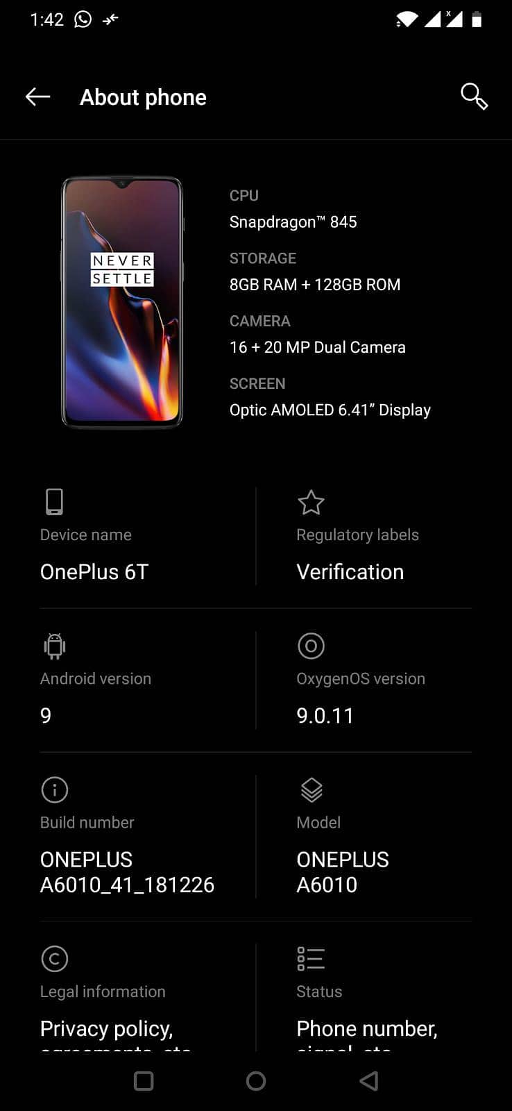 One Plus 6T 0