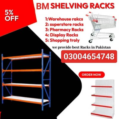 Wall racks double side  cash counter shopping trolley basket available