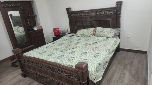 bed set with side table and dressing pure wood