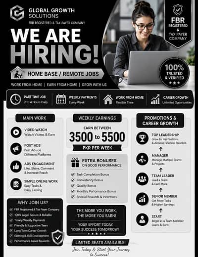 Work From Home Job | Online Earning 30k–70k | Part Time & Full Time Jo