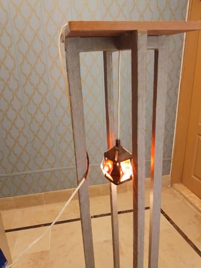 Electric Hanging Lamp with Wood Stand