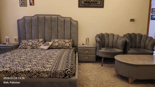 Used Luxury Bedroom Set with 2 Accent Chairs & Coffee Table