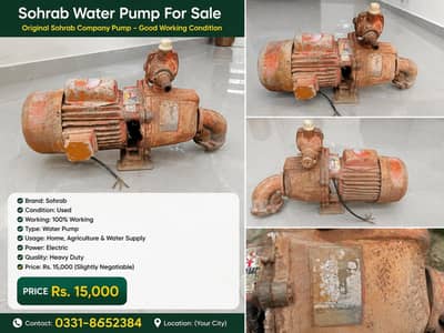 Sohrab Water Pump 100% Working – Original – Rs. 15,000