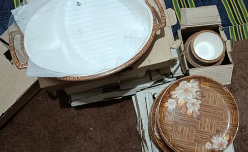 Double glazed melamine with glass lids dinner set 8 person