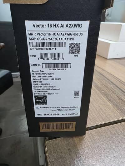 MSI Vector 16 16 HX A1 A2XW /  Ultra 9 / 32GB / 02TB / RTX 5080 (16GB)
