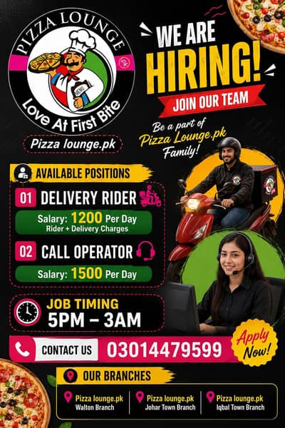 We are Hiring | Delivery Riders & Call Operators