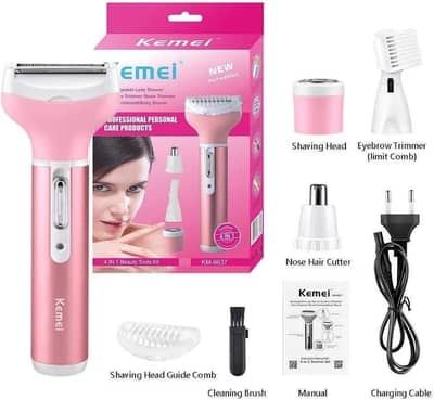 Kemei 4 in 1 Rechargeable Lady Hair Trimmer KM-6637