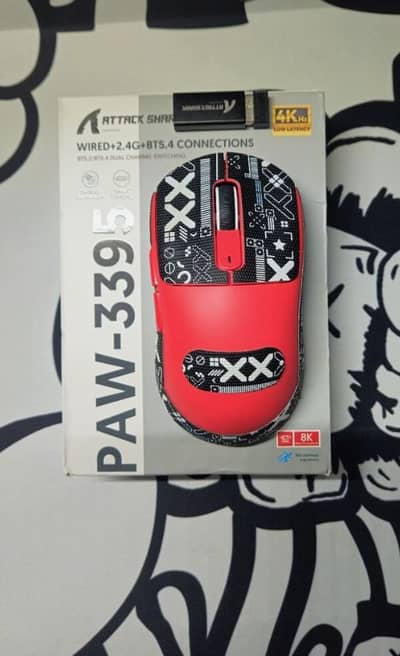 Attack Shark X3 Wireless Gaming Mouse PAW3395 Superlight Black/ White