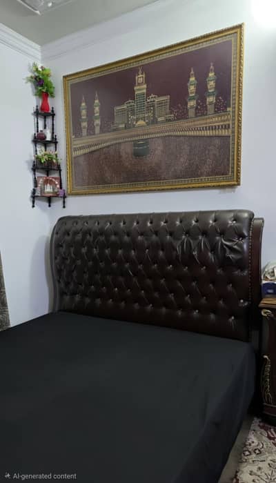 Upholstered Tufted Leather Sleigh Bed