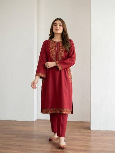 Premium Embroidered Linen 2 Piece Suit