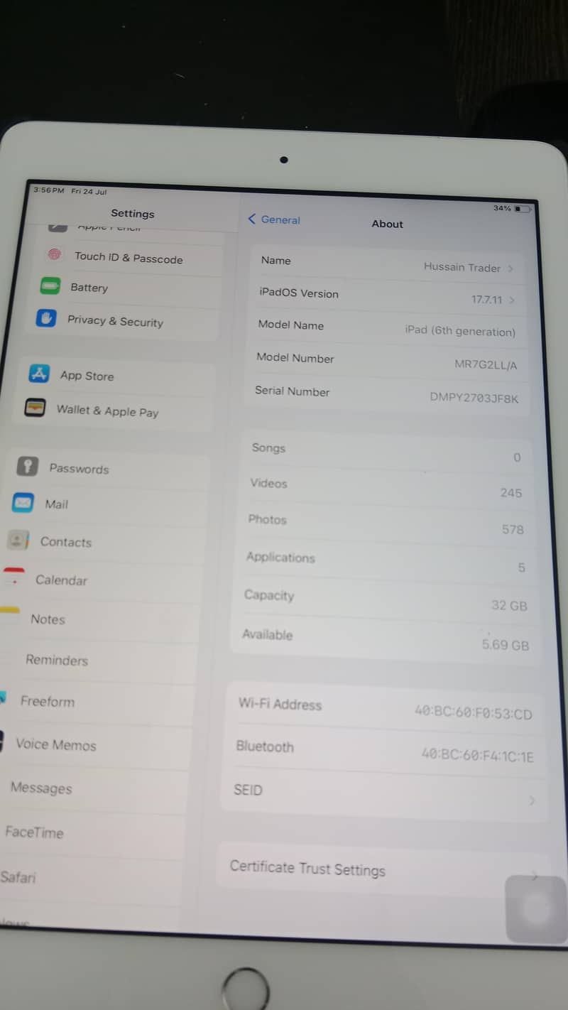 iPad 6 Generation 10/10 condition 0