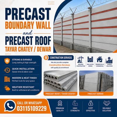 Precast roof & boundary wall |Girders | slabs | shed roof|Construction