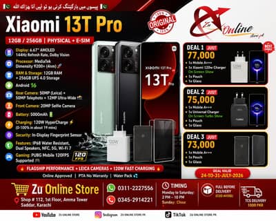 Xiaomi 13T Pro PTA Approved | 16GB RAM 256GB | PUBG 120FPS | 144Hz AMO