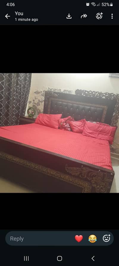 King size bed with 3 center tables set