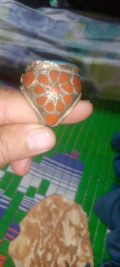 silver and platinum feroza and marjan antique ring