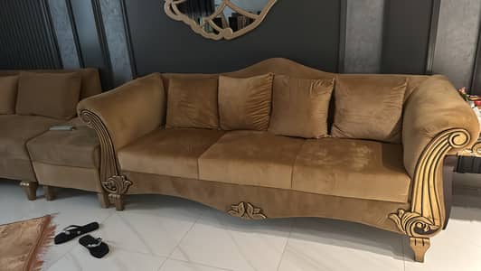 6 Seater | Golden Sofa Set  | Like Brand New