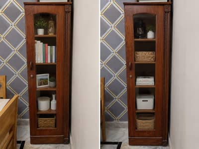 wooden shelves
