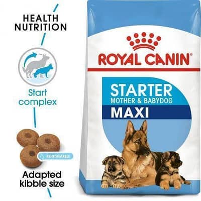 Royal canin starter available 1 to 1.5 kg packet . . mother and babydog