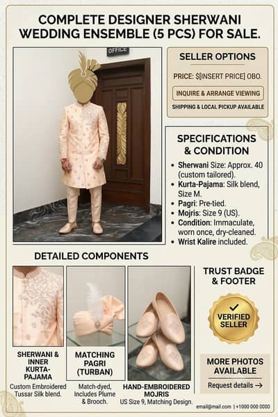 Premium Groom Sherwani for Sale | Hand Embellished Designer | Wedding