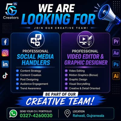 Hiring! Social Media Handler, Graphic Designer & Video Editors