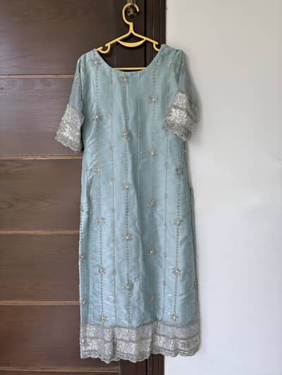 Size Small Sheesha Silk Icy Blue 3 pc stitched