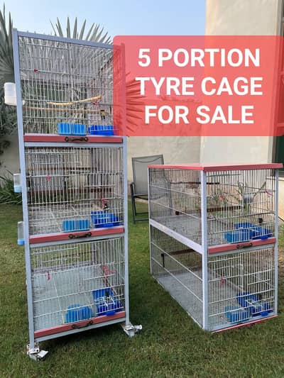 5 five portion Iron birds cage with tyre for sale for lovebirds birds