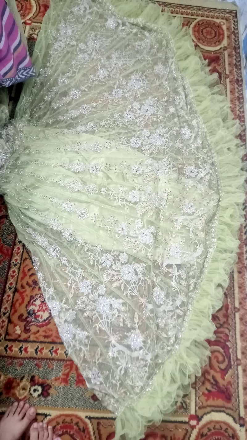 pista color maxi and grey colour lehenga 5
