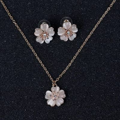 Opal Cherry Blossom Jewelry Set for Pakistani Brides