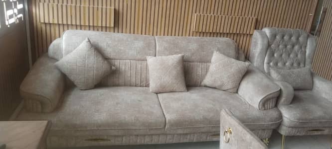 Executive Sofa Set 16 Seaters + 2 Visitors Chairs – Light Brown