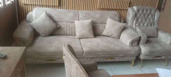 Executive Sofa Set 16 Seaters + 2 Visitors Chairs – Light Brown