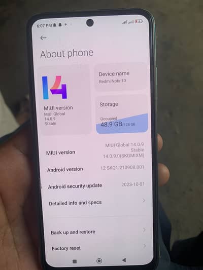 Redmi note 10 4+2 128gb PTA