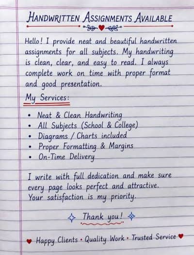 Handwritten Assignment Writing Service
