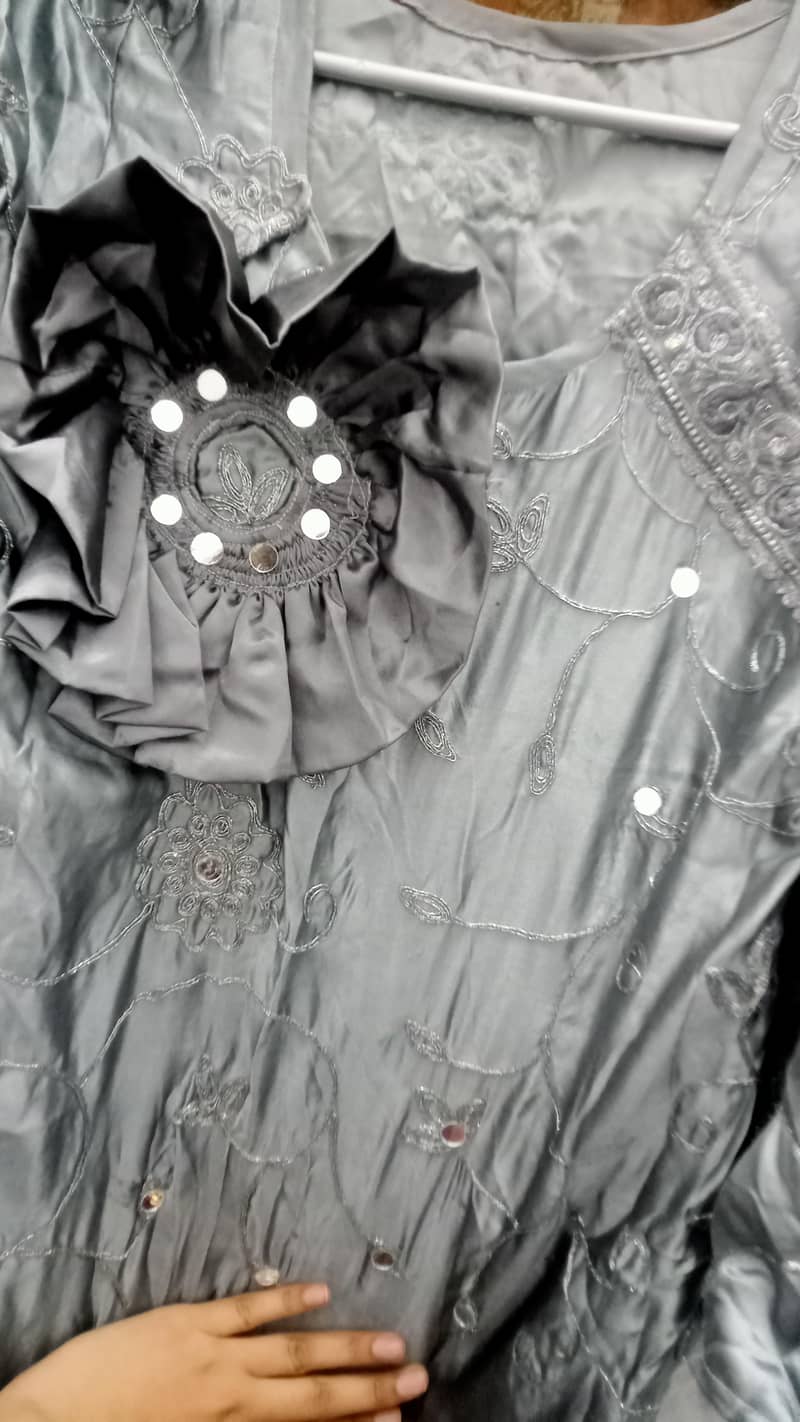 pista color maxi and grey colour lehenga 6