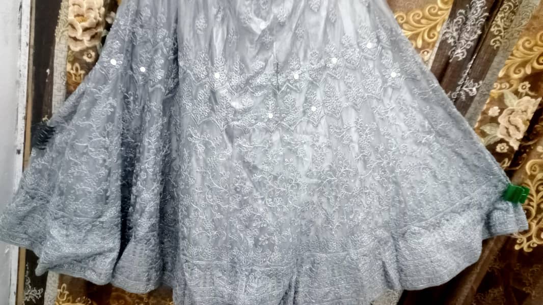 pista color maxi and grey colour lehenga 7