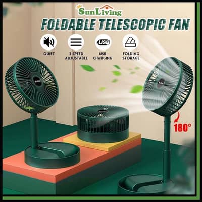 Foldable Telescopic USB Rechargeable Fan - Loadshedding Fan