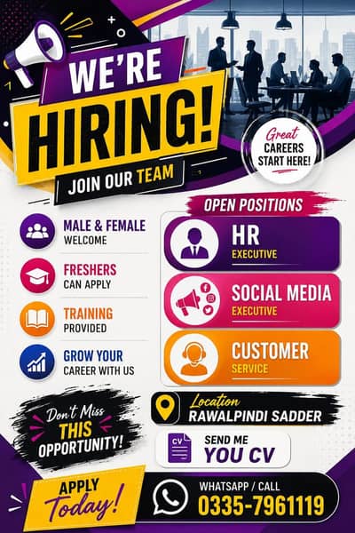 We are hiring male & female staff
