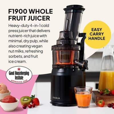 Fridja F1900 240W Whole Fruit Slow Masticating Juicer - Black